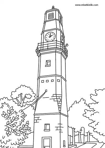 Burdur Saat Kulesi Boyama Sayfası