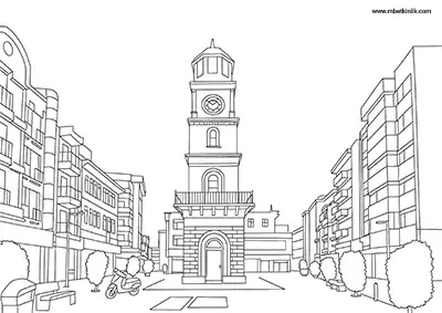Çanakkale Saat Kulesi Boyama Sayfası
