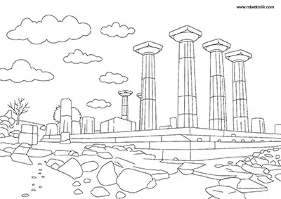 Çanakkale Assos Antik Kenti Boyama Sayfası