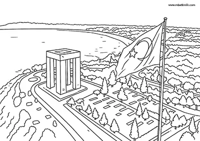 Çanakkale Gelibolu Şehitler Abidesi Boyama Sayfası
