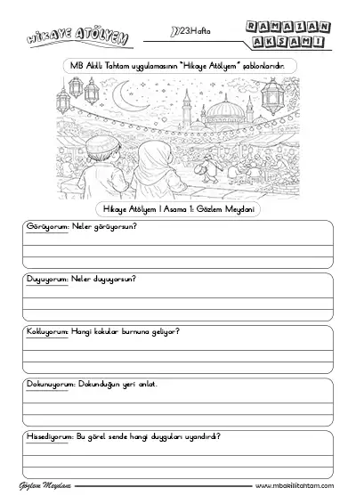 Hikaye Atölyem - 23.Hafta (Ramazan Akşamı) Şablonları