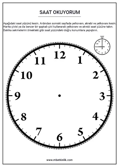 3. Sınıf Matematik – Kes Yapıştır Saat Şablonu Etkinliği