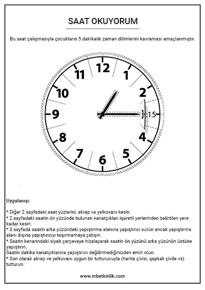 3. Sınıf Matematik – Kes Yapıştır Saat Modeli Etkinliği