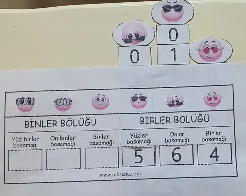 4. Sınıf Matematik – Basamak ve Bölük Şablonu ile 6 Basamaklı Sayı Okuma Etkinliği