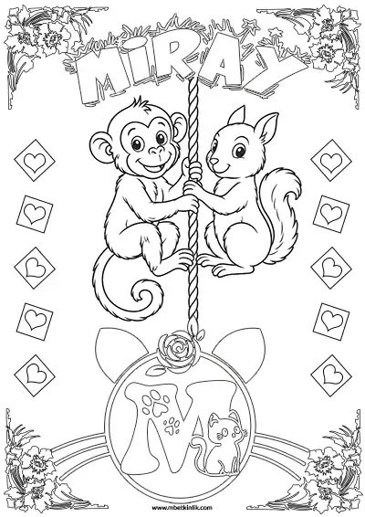 İsimli Hayvan Boyama Sayfası – Miray