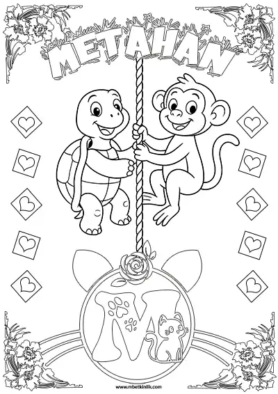 İsimli Hayvan Boyama Sayfası – Metehan