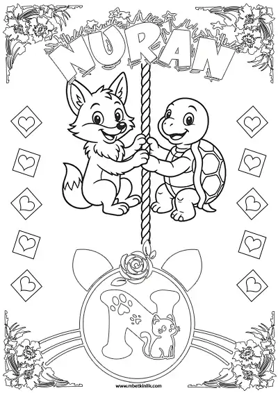 İsimli Hayvan Boyama Sayfası – Nuran