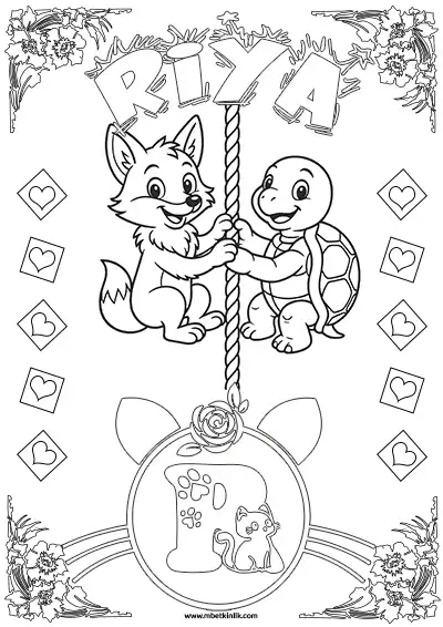 İsimli Hayvan Boyama Sayfası – Riya