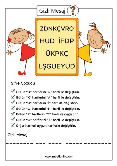 Gizli Mesaj Çözme Etkinliği – 1