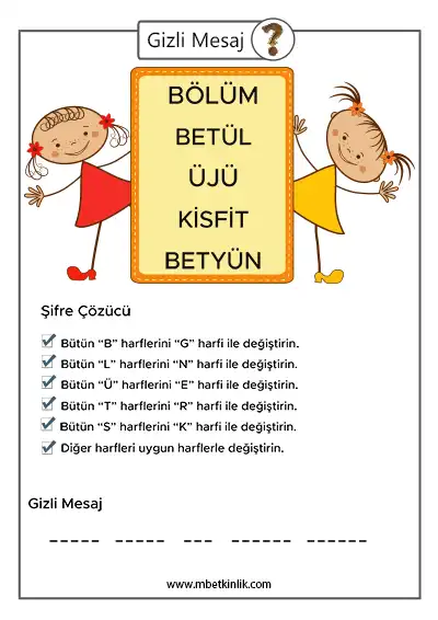 Gizli Mesaj Çözme Etkinliği – 6