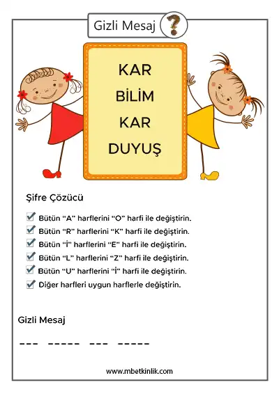 Gizli Mesaj Çözme Etkinliği – 9