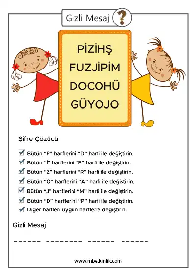 Gizli Mesaj Çözme Etkinliği – 10