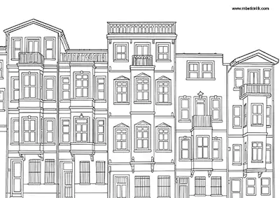 İstanbul Balat Mahallesi Tarihi Evleri Boyama Sayfası