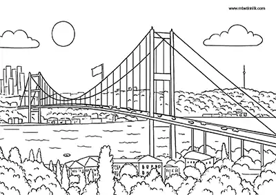 İstanbul Boğaziçi Köprüsü Boyama Sayfası