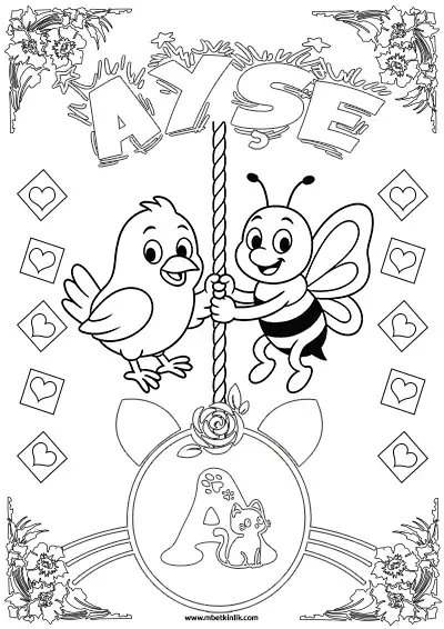 İsimli Hayvan Boyama Sayfası – Ayşe