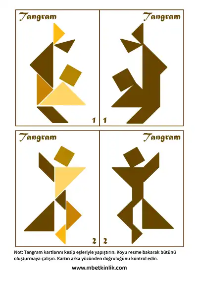 Tangram Kartları – Hareket Eden İnsan Figürleri (1-2)