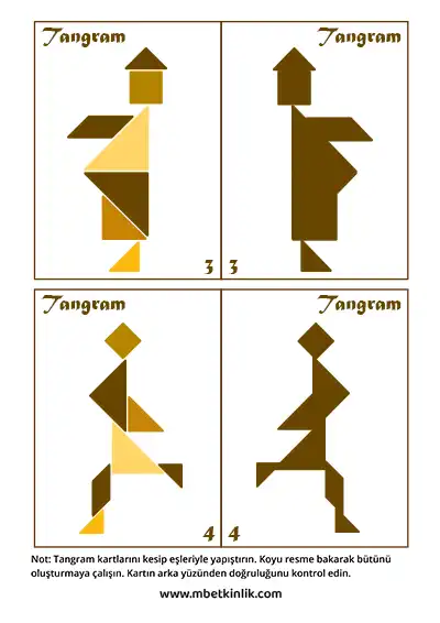 Tangram Kartları – Koşan ve Yürüyen İnsan Figürleri (3-4)