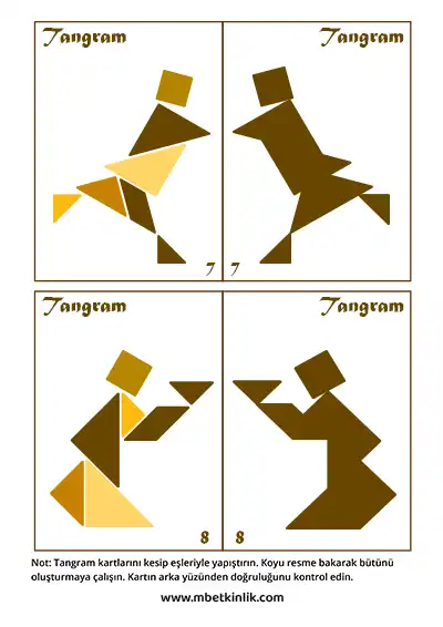 Tangram Kartları – Zıplayan ve Nesne Uzatan İnsan Figürleri (7-8)