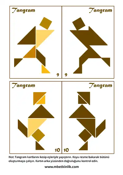 Tangram Kartları – Koşan ve Kolları Açık İnsan Figürleri (9-10)