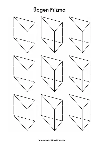 2. Sınıf Matematik – Üçgen Prizma Şablonları