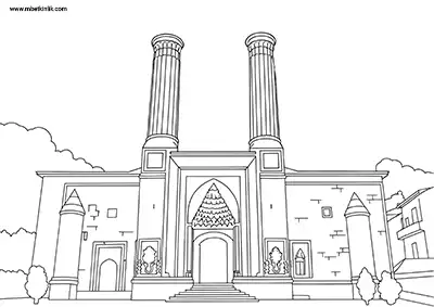 Erzurum Çifte Minareli Medrese Boyama Sayfası