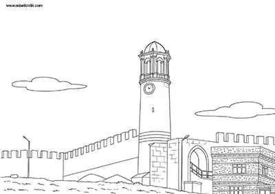 Erzurum Saat Kulesi Boyama Sayfası