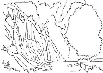 Denizli Gümüşsu (Homa) Şelalesi Boyama Sayfası