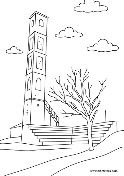 Diyarbakır Kırık Minare (Eyyübiler Camii Minaresi) Boyama Sayfası