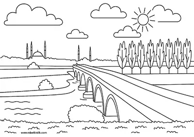 Edirne II. Bayezid Köprüsü Boyama Sayfası