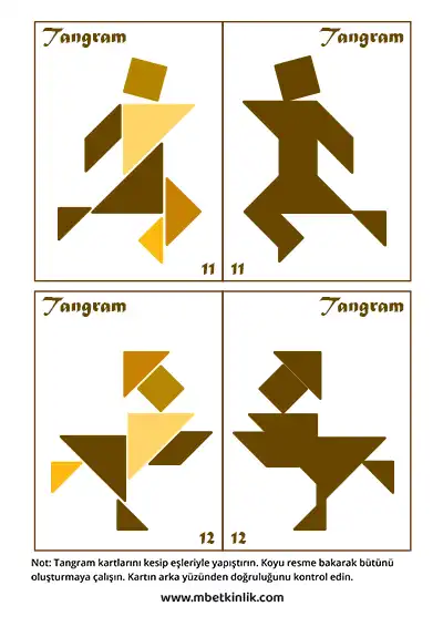 Tangram Kartları – Koşan ve Eğilen İnsan Figürleri (11-12)