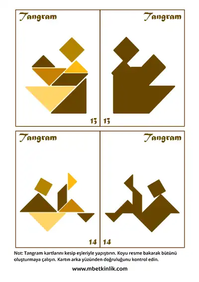Tangram Kartları – Oturan ve Yere Uzanan İnsan Figürleri (13-14)