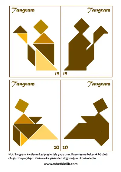 Tangram Kartları – El Kaldıran ve Sırtını Yaslamış Oturan İnsan Figürleri (19-20)