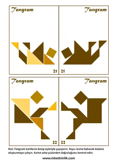 Tangram Kartları – Sırtüstü Egzersiz Yapan İnsan Figürleri (21-22)