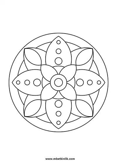 Kolay Mandala Boyama Sayfası – Sarmal Yaprak Desenli