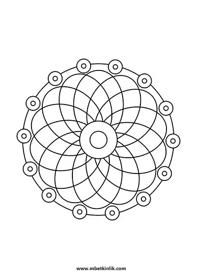 Kolay Mandala Boyama Sayfası – İç İçe Geçmiş Halka Desenli