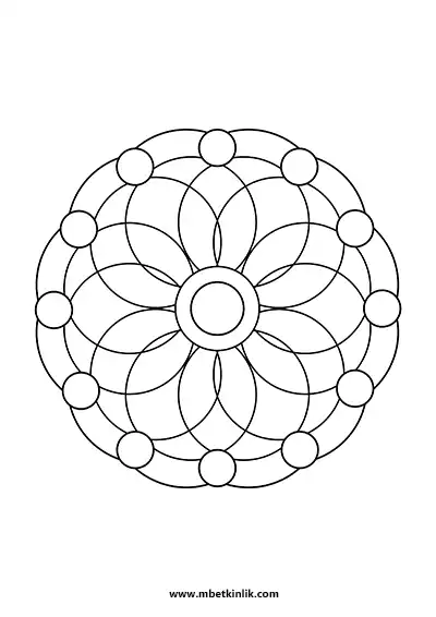 Kolay Mandala Boyama Sayfası – İç İçe Geçmeli Çember Desenli
