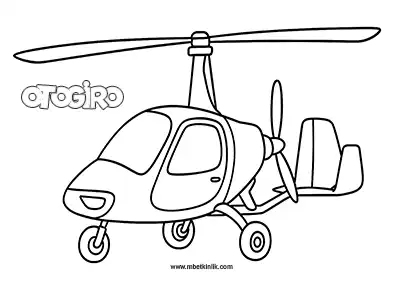 Hava Yolu Taşıtı: Autogyro (Otogiro) Boyama Sayfası