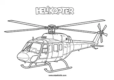 Hava Yolu Taşıtı: Helikopter Boyama Sayfası