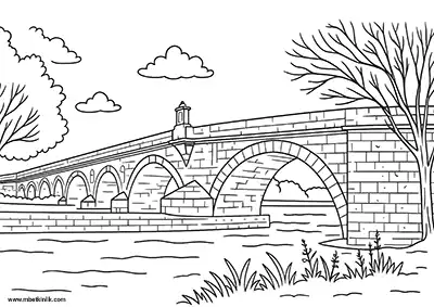 Edirne Ergene Köprüsü Boyama Sayfası