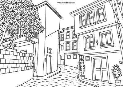 Giresun Taflanaltı Renkli Sokak Boyama Sayfası