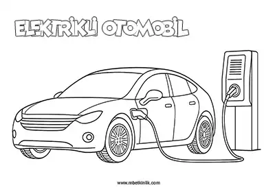 Kara Yolu Taşıtı: Elektrikli Otomobil Boyama Sayfası