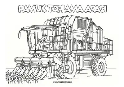 Kara Yolu Taşıtı: Pamuk Toplama Aracı Boyama Sayfası