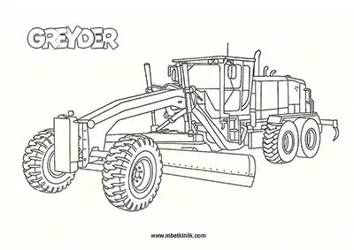 Kara Yolu Taşıtı: Greyder Boyama Sayfası