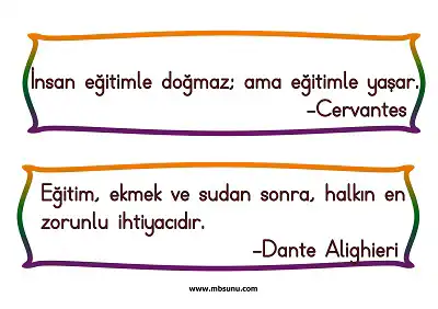 İlköğretim Haftası – Eğitimle İlgili Özlü Sözler Kartları