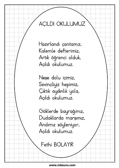 İlköğretim Haftası – Süslemeli Şiir Kartları