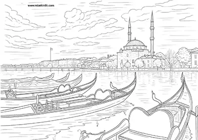 Nevşehir Kızılırmak Nehri Manzarası Boyama Sayfası