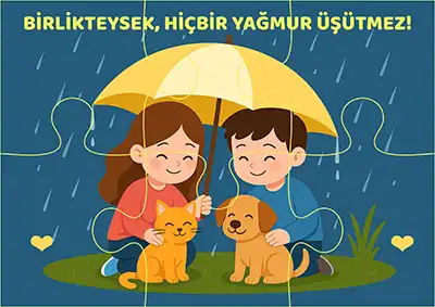 Birlikteysek Yağmur Üşütmez – Hayvanları Koruma Günü Yapbozu (6 parçalı)