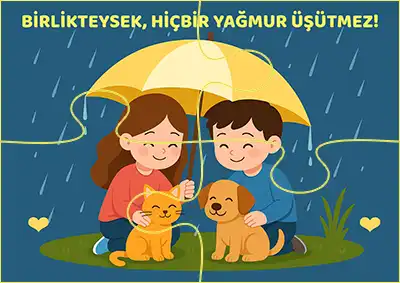Birlikteysek Yağmur Üşütmez – Hayvanları Koruma Günü Yapbozu (4 parçalı)
