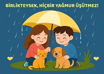 Birlikteysek Yağmur Üşütmez – Hayvanları Koruma Günü Yapbozu (Sade)