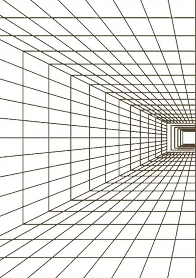 Kareli Koridor Perspektifi Boyama Sayfası